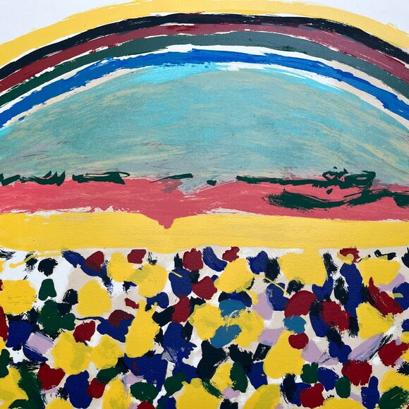 Original Hand Signed Limited Edition Menashe Kadishman Serigraph of Rainbow Over - Picture 2 of 11